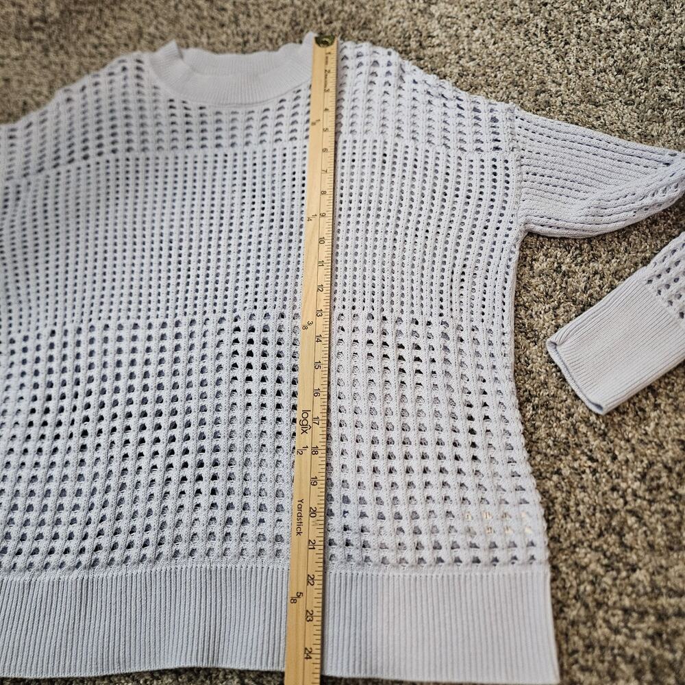 Haven Well Within Open Weave Cotton Sweater Knit Crewneck Light Blue Size L - Picture 9 of 9